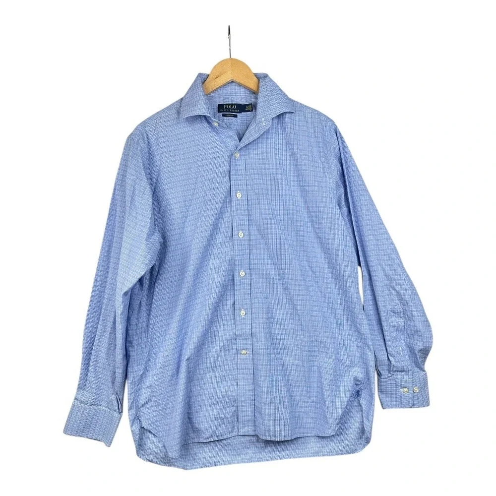 Polo Ralph Lauren Easy Care Plaid Long Sleeve Button Up Shirt size 16 Blue/White